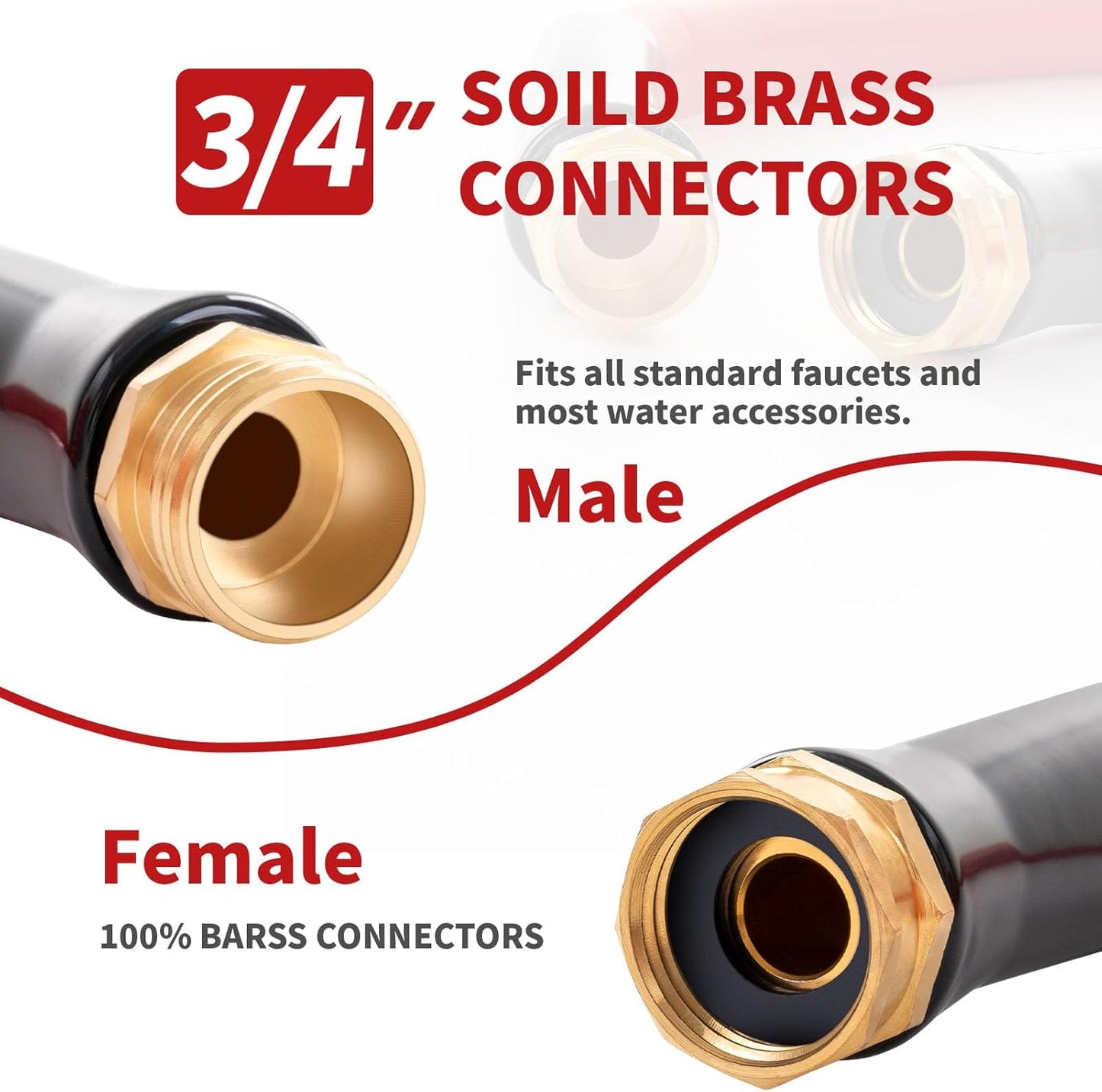 Garden Hose 75ft x 3/4” Hot Water Hose, Heavy Duty -50°F to 190°F,Burst 600Psi Flexible Upgraded Rubber Hoses,3/4” Solid Fittings for All-weather Outdoor Lawn & Garden