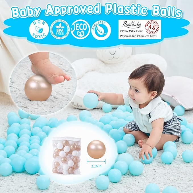 Realhaha Ball Pit Balls 50 100 200 500 Play Balls Plastic Balls for Baby Girls Toddlers Kids Play Tent Pool Playhouse Playpen Party Decoration