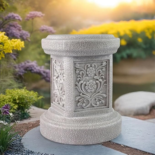 Classic Statuary Stand Garden Pedestal Sculpture Decor Plinth Base Riser, Outdoor or Indoor Resin Statuary Pedestal, 12.6"(H) x 9.5"(L) x 9.5"(W) (Round)