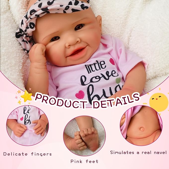 Girl 18 Inch, Full Silicone Baby Doll, Realistic Baby Dolls, Realistic Veins & Pose, Not Vinyl, Reborn Baby Dolls Silicone Full Body, Gift Set