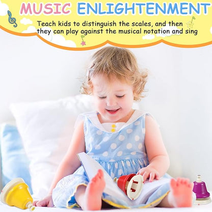 Desk Bells for Kids 8 Notes Bell Chromatic Diatonic Hand Bells Toddler Musical Instruments for Musical Learning Teaching Percussion Instrument