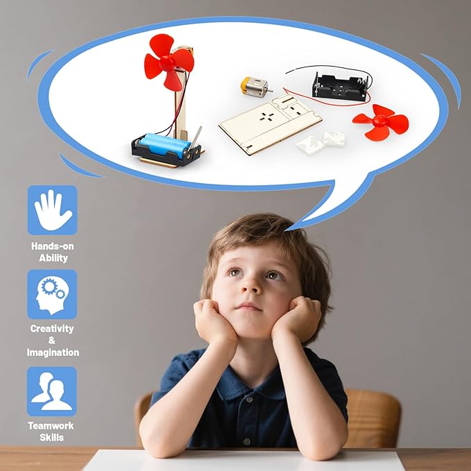 6 STEM Science Kits for Kids Age 6-8 8-12, STEM Building Toys for 6 7 8-10 Year Girls Boys Wood Crafts, Electric Fan Experiments Activities Circuit Projects, Bulk Gifts for Kids Classroom Party Favors