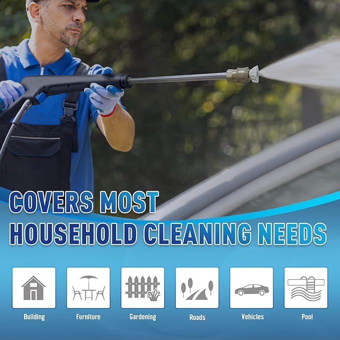 Pressure Washer with 4 Quick Connect Nozzles,Inlet Hose & Filter, Foam Cannon for Cars/Fences/Driveways Cleaning