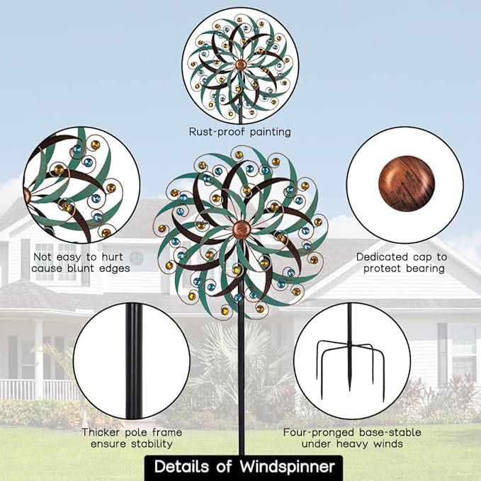 VEWOGARDEN 20" Dia Large Wind Spinner, Outdoor Metal Windmill Spinner - Yard Art Spinner Wind Catchers Sculpture for Patio, Lawn & Garden Decor