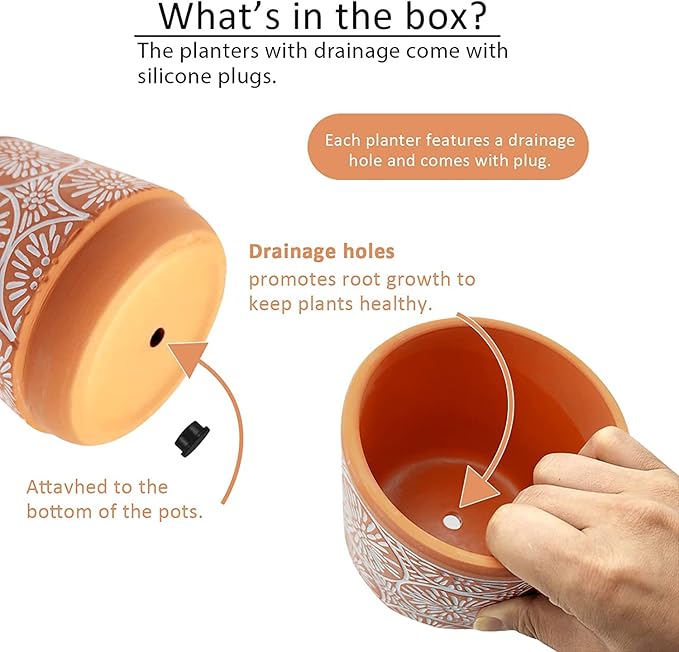 DeeCoo 3 Piece Ceramic Plant pots Indoor Flower Pots Set with Drainage Holes, 5.7/4.7/3.5/inch, Modern Decorative Flower (Red)