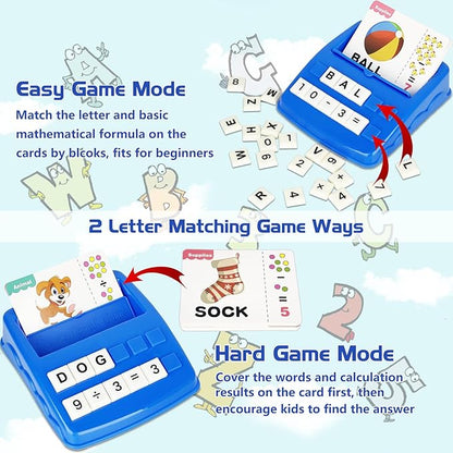 Matching Letter Game, Alphabet Spelling Games for Kids Ages 3-5, 2 in 1 Math Number Words Puzzle Montessori Tool Early Learning Educational Gift Toys for 3 4 5 6 7 Year Old Kids