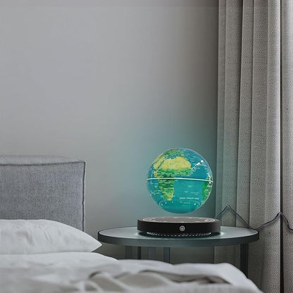 6" Magnetic Levitating Globe, 360°Rotating Geographic Globes Levitating Globes with LED Light Floating Magnetic Levitation Floating Globe for Desk Home Office Classroom Decor(Blue+Black/Style A)