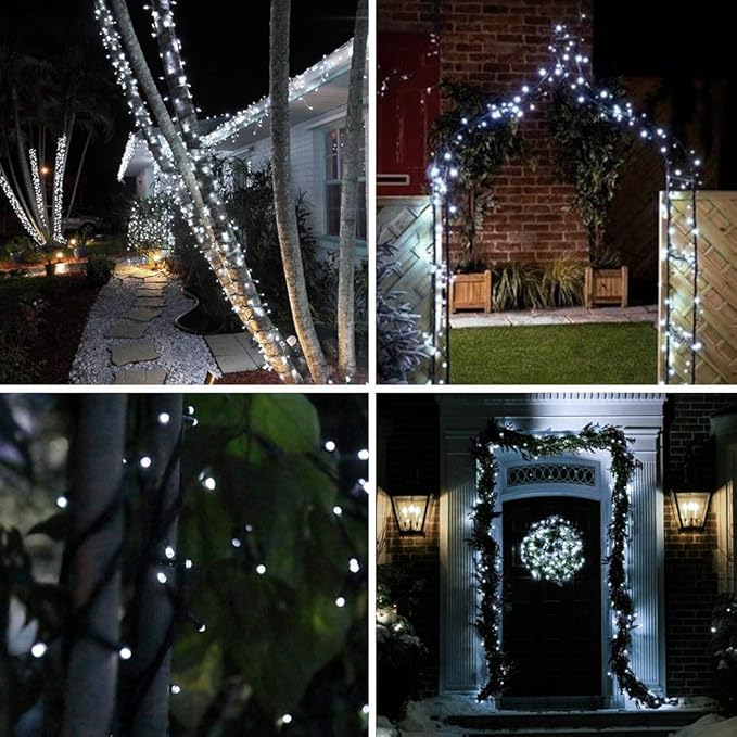 Christmas String Lights End-to-End Plug 8 Modes 108FT 300 LED IP55 Outdoor Waterproof UL Certificated Indoor Fairy Lights Garden Wedding Christma Trees Parties Decoration White Light