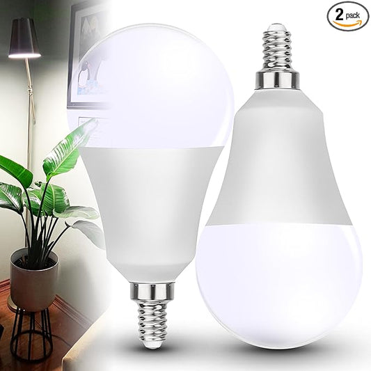 2 Pack E12 Small Candelabra Base LED Grow Light Bulbs Full Spectrum, 12W Sun Grow Plant Light Bulb 100w Equivalent, Balanced Spectrum 5000K Red Blue Grow Bulb for Flower, Seed Starting, Indoor Growing