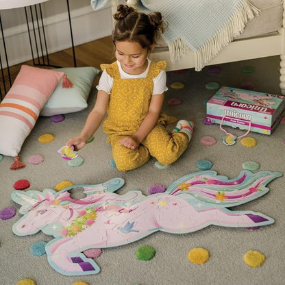 PEACEABLE KINGDOM Shimmery Unicorn Floor Puzzle, 1 EA