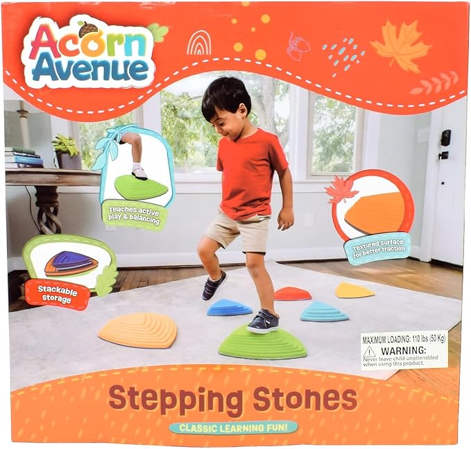 Kids Balance Stepping Stones (6 Pack), Non-Slip, Gross Motor Skills & Indoor/Outdoor Play, Jumping Stones Steps Stones, Obstacle Course Coordination Game Toys for Ages 3+