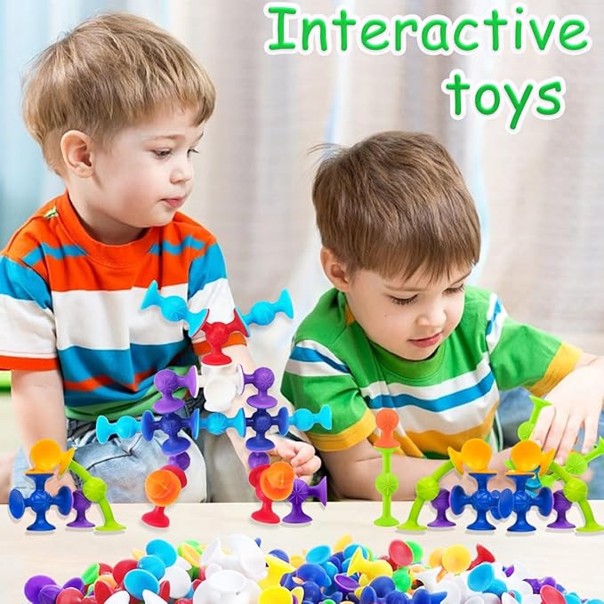 68 Piece Suction Cup Bath Construction Set - Silicone Building Blocks DIY Sucker Bathub Toys, Sensory Toy for Toddlers 3-8 Year Old Boys and Girls