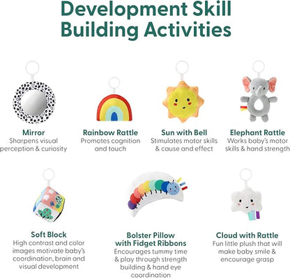 The Peanutshell Unisex Baby Play Gym & 7-in-1 Play Mat - Playmat Baby Toys 0-6, 6-12 Months Tummy Time Mat with Hanging Toys, Soft Padded for Newborns, Infants - Montessori Elephant