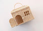 Rool Rattan House Shaped Basket Wicker Small Dollhouse Gift for Girls, Boho Toys, Mouse in a Box House, Little Girl Purse Clutch, Doll Carrier (Cream)