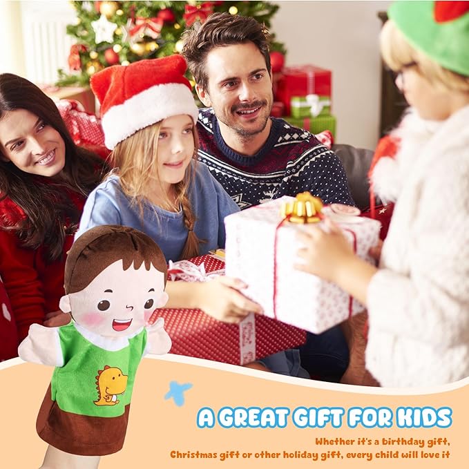 6 Pcs Family Hand Puppets 10 Inch Grandparents, Mom & Dad, Brother & Sister Plush Hand Puppet Toys Role-Play Toy Puppets for Kids Storytelling Imaginative Pretend Play Teaching Preschool(6 Family C)