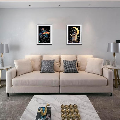 Georgie Porgy Scratch Paper Art Set for Kids Adults Magic Rainbow Scratchboards for DIY Arts and Crafts Kits Christmas Birthday Gift with Scratching Tools Kit (A5-Noctilucent Castle + Sea Animals)