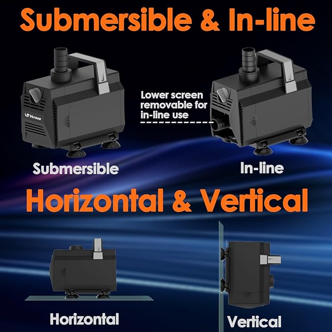 Submersible Water Pump 600GPH/35W Fountain Pumps with Flow Control, Pond Pump Submersible Outdoor with 10ft 3-Core Power cable for Hydroponics, Aquarium, Waterfall, Statuary, Water feature