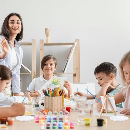 15 Set 12 Colors Washable Acrylic Paint Strips Kit for Kids with 30 Pcs Painting Brushes Totally 210 Pcs Mini Acrylic Paint Set for Kid Adult Arts and Crafts, Classroom Painting Supplies (210)