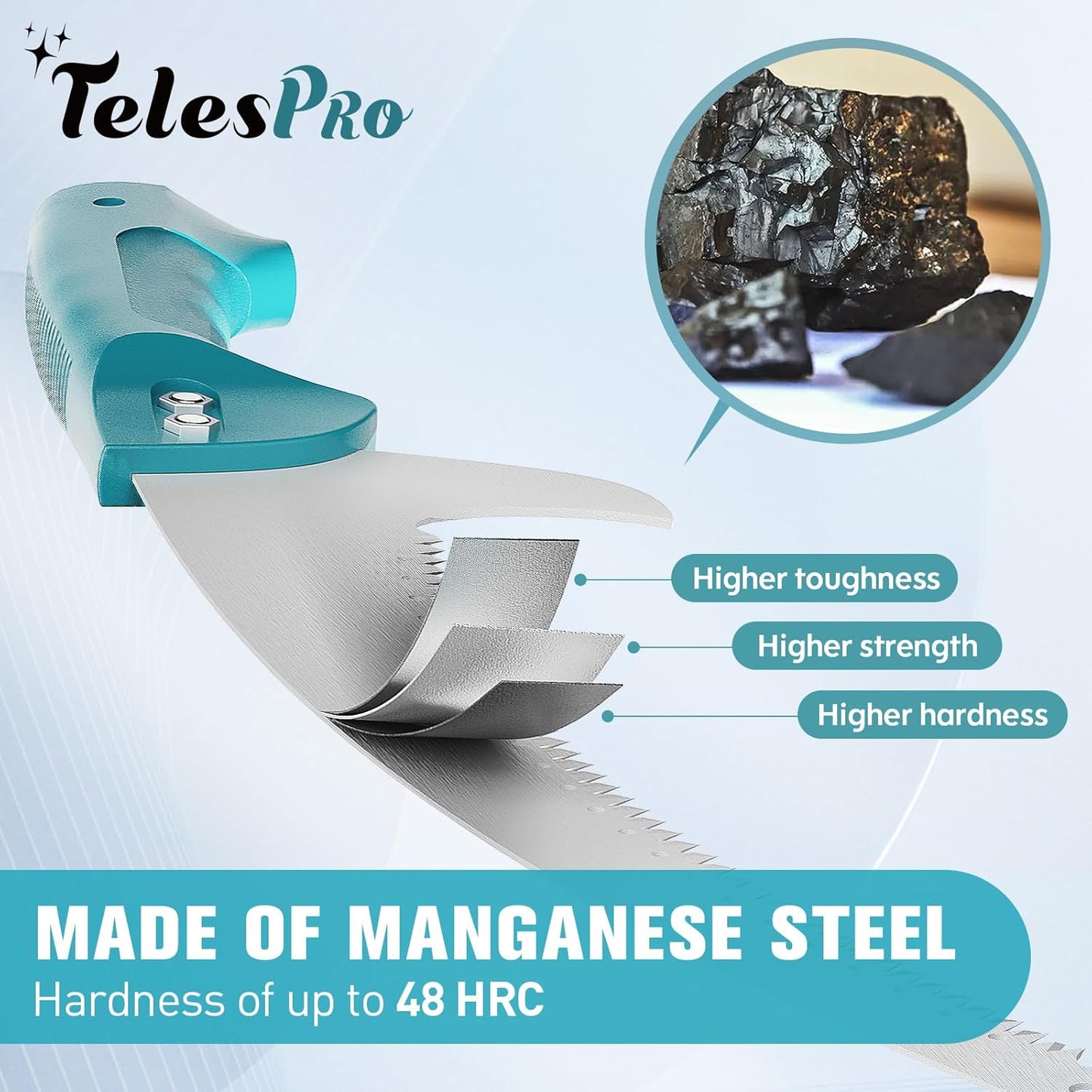 Extendable Tree Trimmer: Manual Pole Saw | 5-12ft Telescoping Pruning Pole for Tree Trimming | Saw Attachment, Safety Goggles, and Gloves Included | Trim Branches up to 2" Diameter