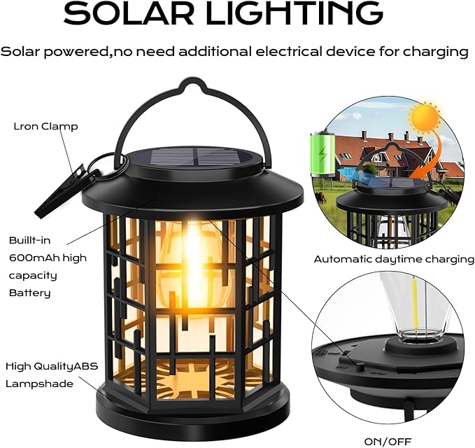 Solar Lanterns Outdoor Waterproof, Outdoor Solar Lights for Garden, Patio Yard Party Outdoor Decor, 2 Pack