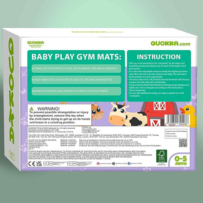 QUOKKA Baby Play Gym XL – Cabbage-Shaped Baby Play Mat with 6 Large Sensory Toys – Tummy Time Mat for Infant Development – Machine Washable Newborn Essentials Must Haves – Gender Neutral Gift Items