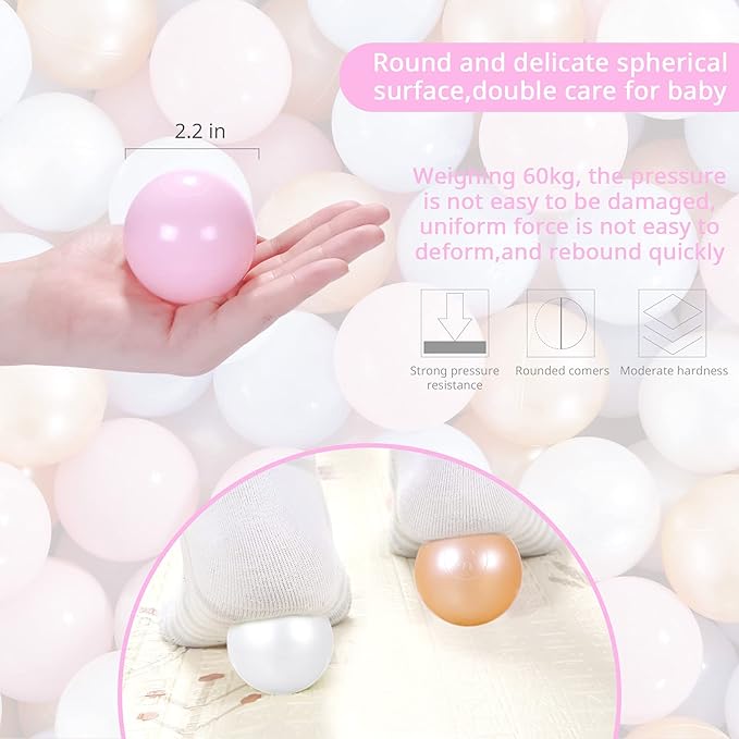 Ball Pit Balls Pack of 100 200 500 - Star and Round Set BPA Free Phthalate Free Non-Toxic Crush Proof Play Balls Soft Plastic Balls for Toddlers Baby Kids Birthday Pool Tent Party