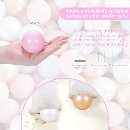 Ball Pit Balls Pack of 100 200 500 - Star and Round Set BPA Free Phthalate Free Non-Toxic Crush Proof Play Balls Soft Plastic Balls for Toddlers Baby Kids Birthday Pool Tent Party