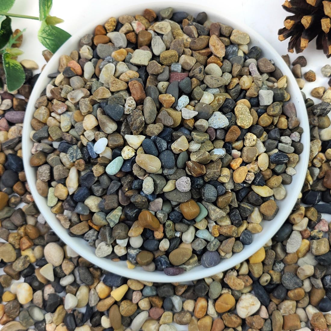 20lbs Natural River Rocks, 1/4" Aquarium Gravel Small Rocks for Plants Pea Gravel for Fish Tank, Decorative Pebbles for Gardening, Flower Pots, Vase Fillers, Indoor Water Fountains, Landscaping