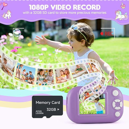 Kids Camera Toddler Toys for 3 4 5 6 7 8 Years Old Girls, 48MP HD Dual Lens Selfie Camera for Kids, 1080P HD Video Kids Digital Camera for Age 3-9 Christmas Birthday Gifts with 32G SD Card