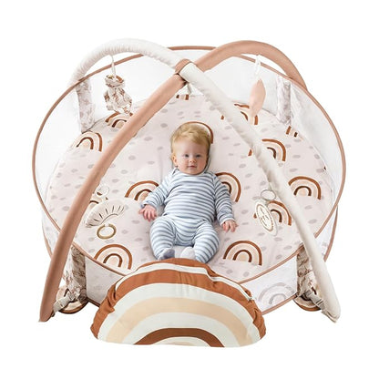 Crisschirs 6-in-1 XL Large Baby Gym & Ball Pit, Play Mat & Play Gym, Combination Baby Activity Gym with Milestone Cards for Sensory Exploration and Motor Skill Development, Balls are not Included