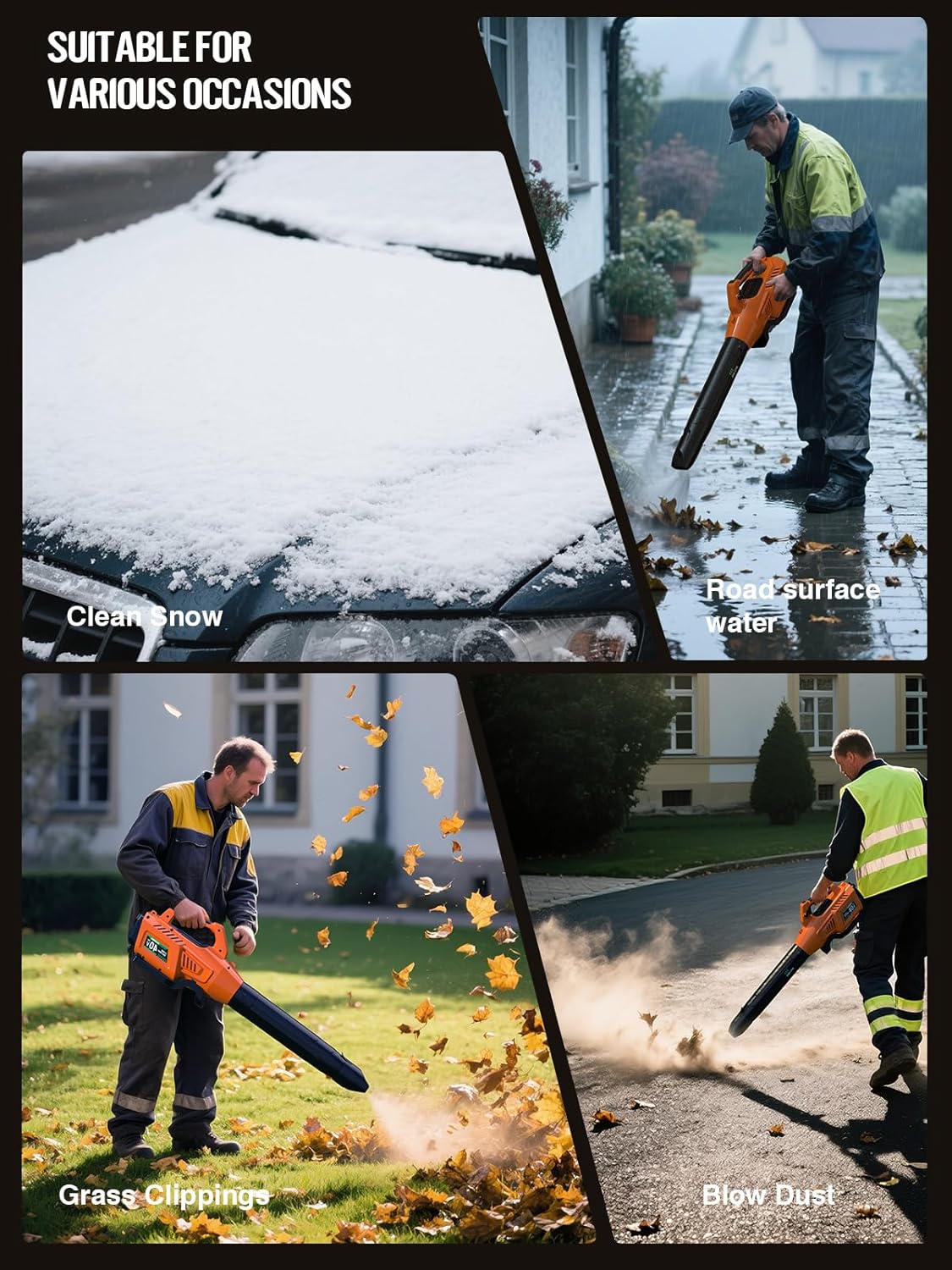 Leaf Blower Cordless, 40V 600CFM &180MPH Electric Leaf Blower with 7.5Ah Battery, Fast Charger and Extension Tube for Blowing Leaves Snow for Yard Garden Lawn Care, Grey