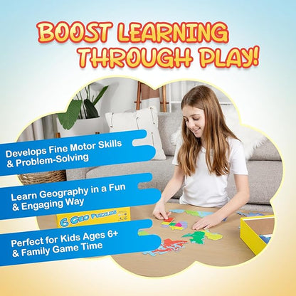 GeoToys GeoPuzzle, Country-Shaped Jigsaw Puzzles Set of 6 in One Box, Geography Puzzle, Map Puzzle, Jigsaw Puzzles for Kids Ages 6-9 Years Old