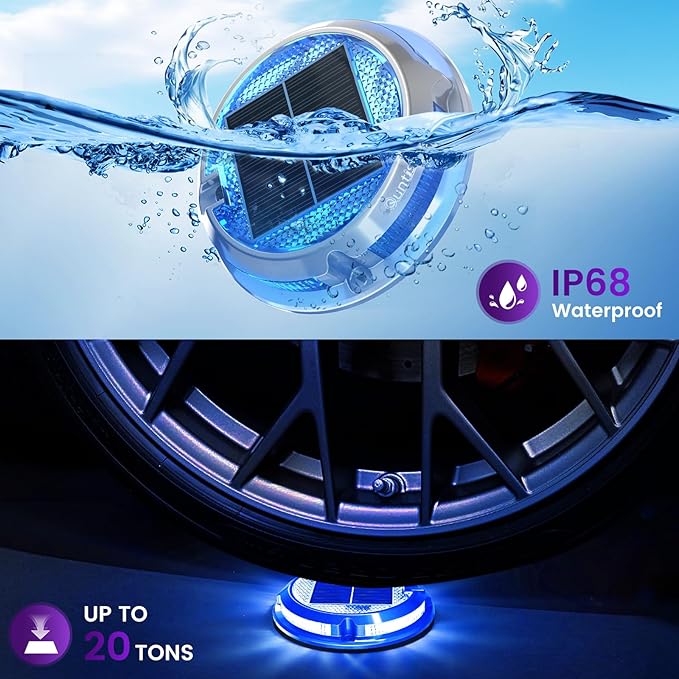 Quntis RGB Solar Deck Lights 8 Pack, 11 Lighting Modes Solar Driveway Lights Outdoor Waterproof IP68, Step Lights for Outside Stair Pathway Walkway