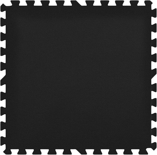 Flooring Inc's 1/2" Soft Non-Toxic Baby Play Mat, Toddler Playmat, Colorful Puzzle PlayMat, Floor Mats for Kids & Babies, EVA Foam Interlocking Tiles for Nursery & Playroom | Black, 12 Tiles, 48 Sq/Ft