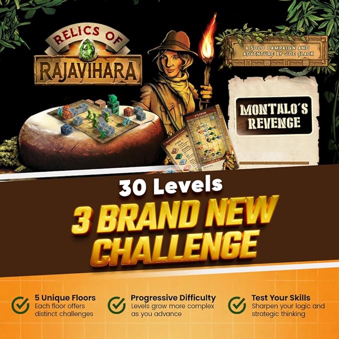 Montalo’s Revenge Expansion Pack for Relics of Rajavihara – an Epic Adventure for Fans of Strategy, Tabletop, and Solo Player Board Games