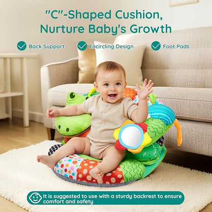 Lilian&Gema 2-in-1 Baby Tummy Time Mat & Support Pillow for Newborns and Babies, Adorable Alligator Design with Detachable Tummy Time Pillow, Soft Tummy Time Mat for Neck & Muscle Development