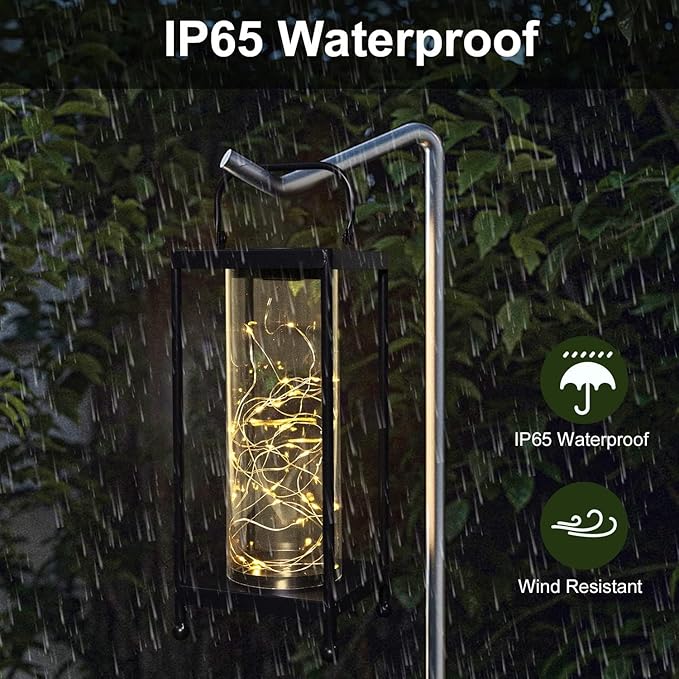 Solar Lanterns Outdoor Hanging - Solar Table Lights Waterproof Landscape Lights - Fairy Lights with 36 Warm White LED Designs for Outdoor Tabletop Patio Garden Yard and Pathway Decoration(1 Pack)