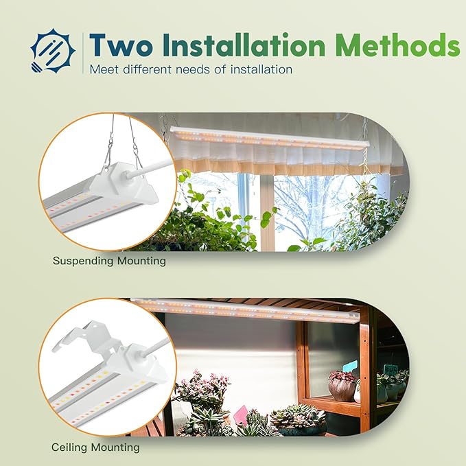 FREELICHT 1 Pack 4ft LED Grow Light, 60W (350W Equivalent), Sunlike Full Spectrum Integrated Plant Light for Hydroponic Indoor Plant Seedling Veg and Flower, Plug in with On/Off Switch