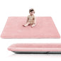 Baby Play Mat for Floor,1.3" Thick Elasti-Foam 50"×50" Playpen Mat for Tummy Time,Water Repellent Soft Coral Velvet for Toddler,Infant,Kids,Non-Slip Backing Safe for Crawling(Pink)