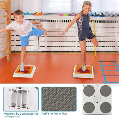 Art3d 12×12 Inch Sensory Interactive Yellow-Red Liquid Motion Tiles for Toddlers Kids & Adult - Touch Sensitive 7 Color Changing Flooring Tile for Home Décor, Indoor & Outdoor Activities, 1-Pack