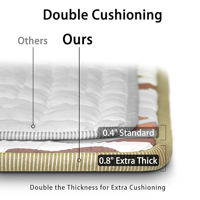 Baby Play Mat, 50x50 Playpen Mat, Thick Soft Foam Playmats for Baby, Foldable and Washable Crawling Mat for Floor (Orange Nature)