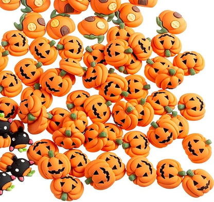 50PCS Resin Mini Ghost Pumpkin Halloween Miniature Grimace Pumpkin Artificial Pumpkin Beads Material for Halloween Party Craft DIY Table Scatter Decoration