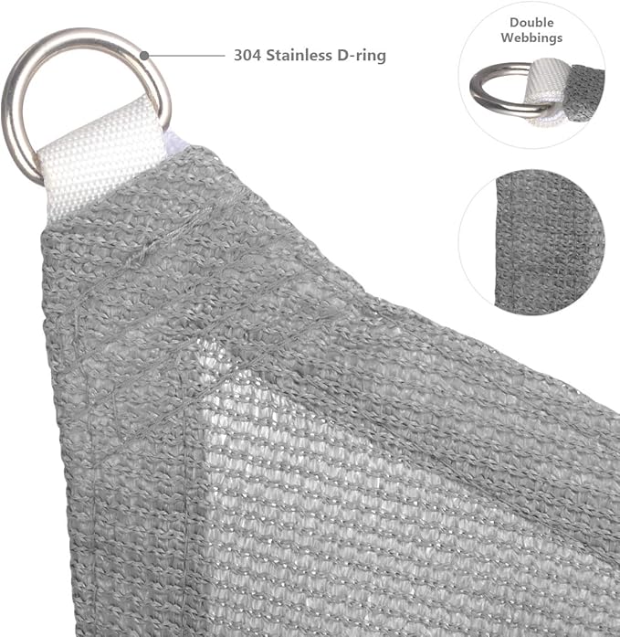 Eden's Decor Straight Flat-Edged Sun Shade Sail Rectangular 11' x 12' Grey UV-Blocking Outdoor Canopy Fabric Cloth Awning for Pergola Patio Garden Backyard Custom Size