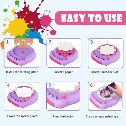 Hewaurorion Paint Spin Art Machine Kit for Kids, Arts & Crafts Painting Spinner Toys Kits Sets for Boys & Girls Ages 6 7 8 9 Year Old Purple