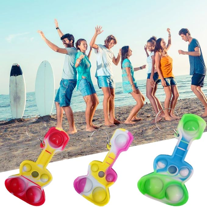 (Students Birthday Gifts and Party Favors 100 Packs Guitar Bulk Mini Pop for Adult Kids,Sensory Small Bubble Fidget Music Prize