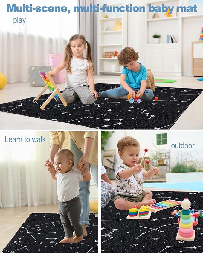 50x50 Play Mat for Playpen Foldable Baby Play Mat Large Tummy Time Mat, Non Slip Washable Baby Play Mats for Floor, Portable Travel Baby Crawling Mats for Toddlers and Infants