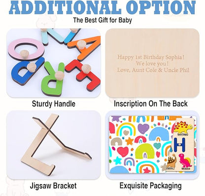 Personalized Name Puzzle for Kids, First Birthday Gifts for Girls&Boys, Learning Toys 1-3 Animal Puzzle Montessor Toys for Kids