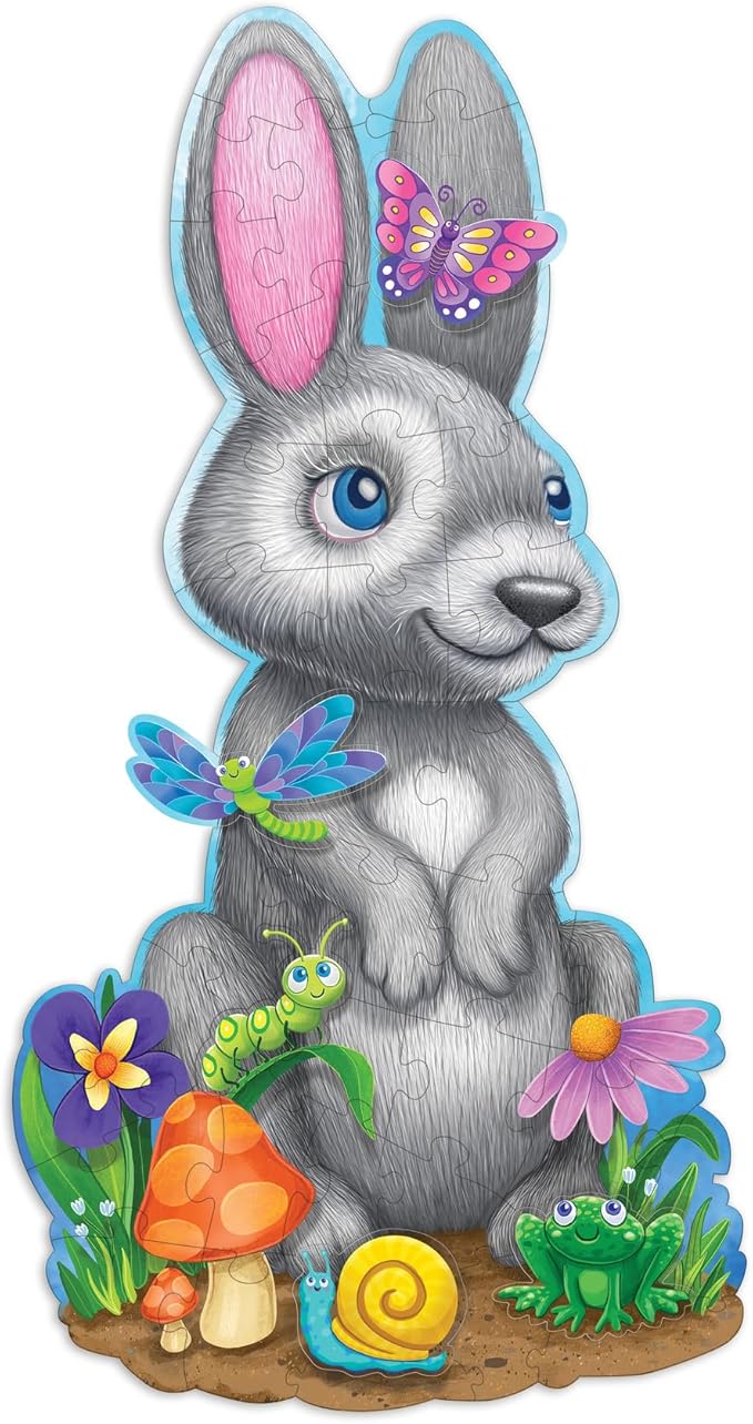 Peaceable Kingdom Shimmery Bunny Shaped 41 Piece Floor Puzzle, 3 feet x 2 feet - Great Easter Basket Stuffers and Easter Gifts for 3 Year Olds, 4 Year Olds & Up