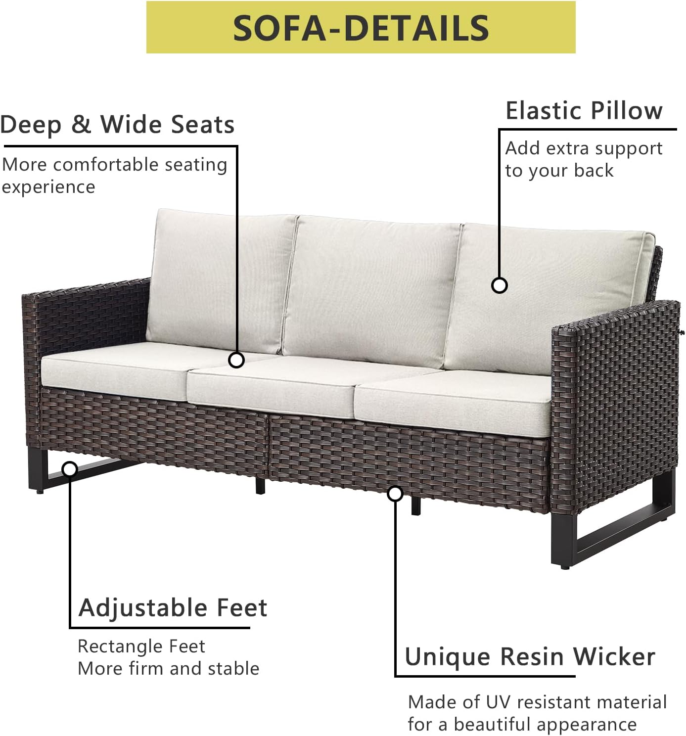 HUMMUH 10 Piece Patio Furniture Set PE Wicker 3 Outdoor Sectional Sofa Set with Patio Chairs Dinning Table Ottomans for Porch,Garden,Backyard,Deck(Brown/Beige)