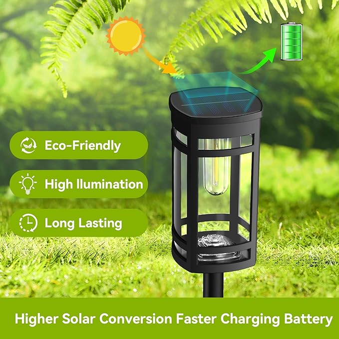 12 Pack Solar Lights Outdoor Waterproof for Garden Pathway Walkway Driveway Yard Lawn Decorative Landscape Lighting. (Cool White Light, 12)